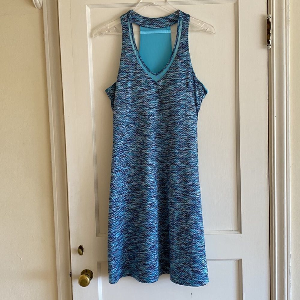MPG Racerback Slip On Active Sports Dress Marbled Blue Size Large - Picture 2 of 13